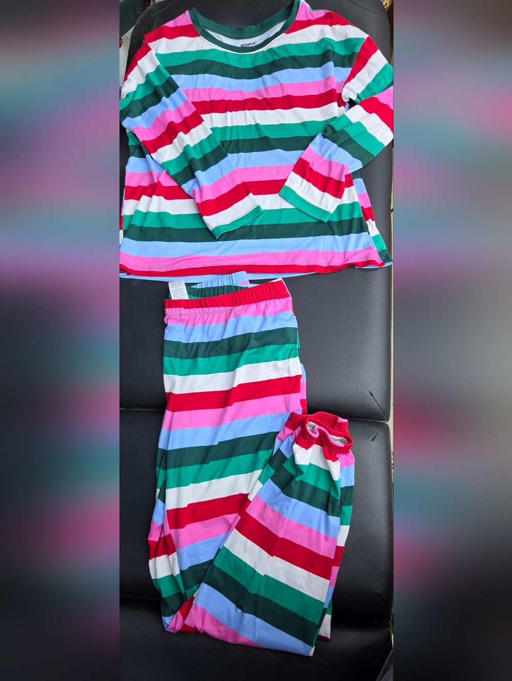 Joyspun Womens 2-Piece Striped Pajama Set Long Sleeve Top & Jogger Pants Size S